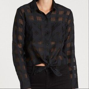 RAILS Kelsey tie front shirt in black shadow plaid (XS)